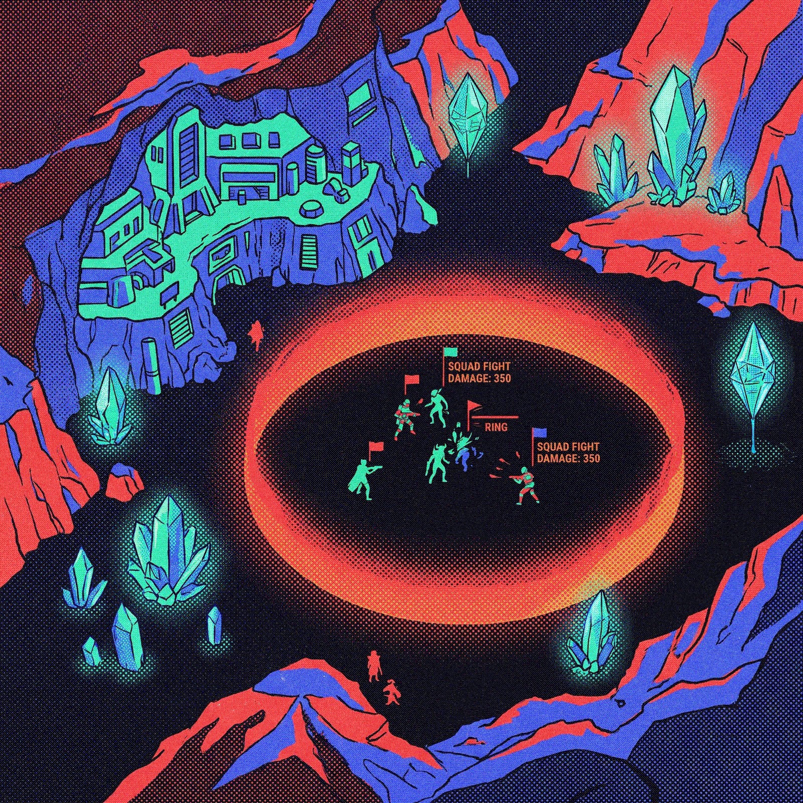 Magnifying lens over a gameplay timeline — the wedge rendered